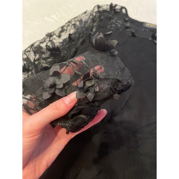 JOSEPH A Rainah Pointe Knit Lace Top Black Women's M Sheer Long Sleeve Flower - Picture 8 of 11